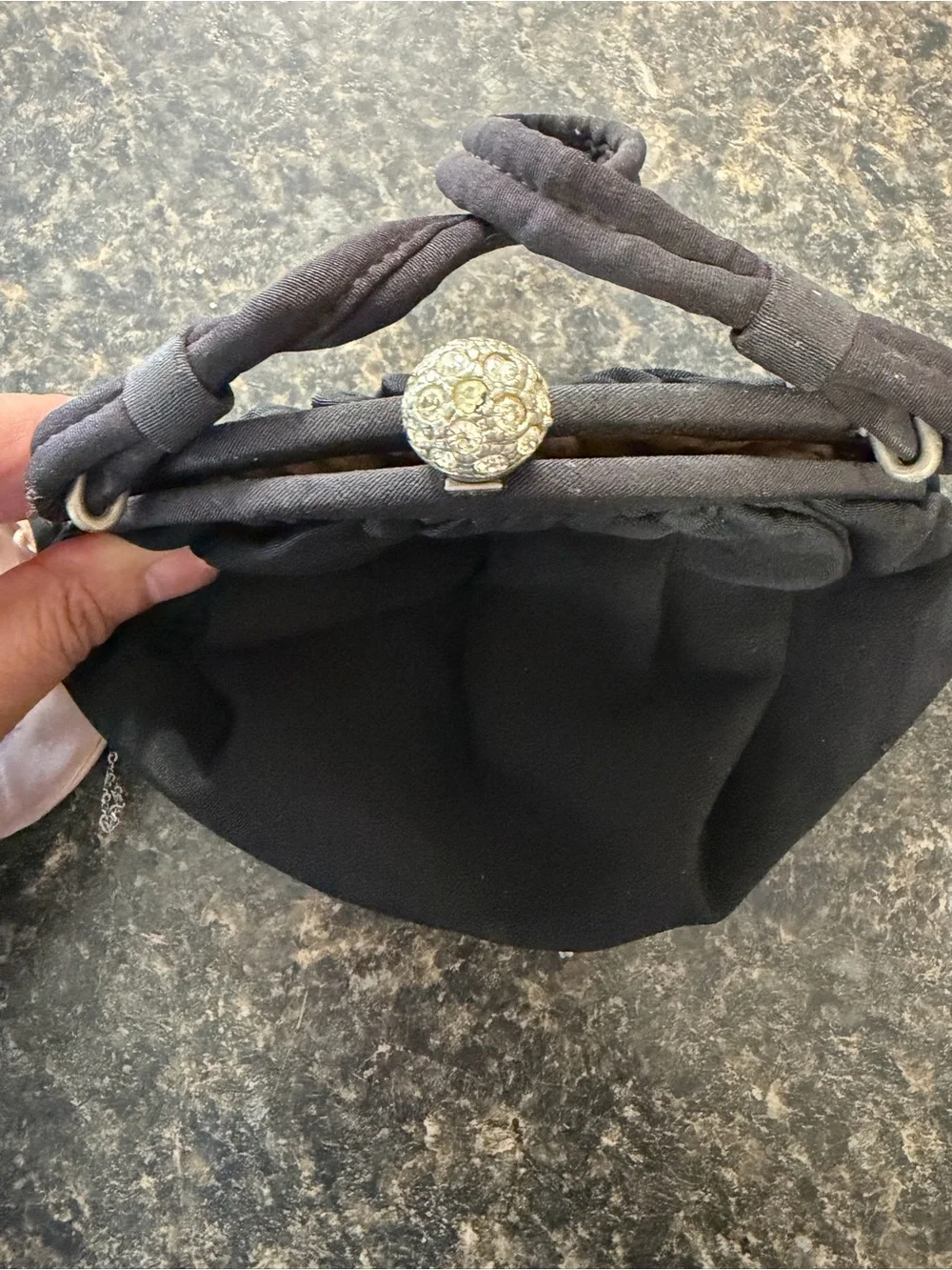 Vintage black handbag 1950s made by Julius Resnick JR USA